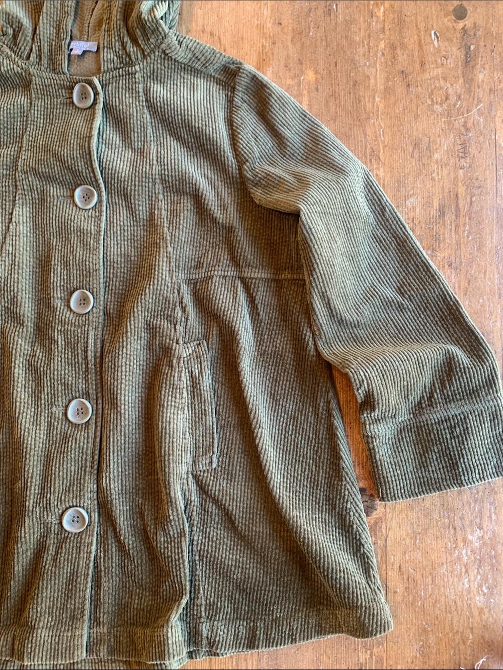 Habitat Olive Green Corduroy Hooded Coat - Picture 4 of 16